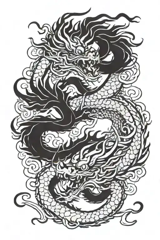 Double Headed Symmetrical Chinese Dragon