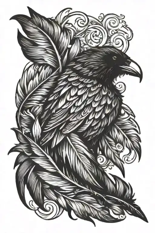 Raven Feather Rough Edges Quill At Wrist