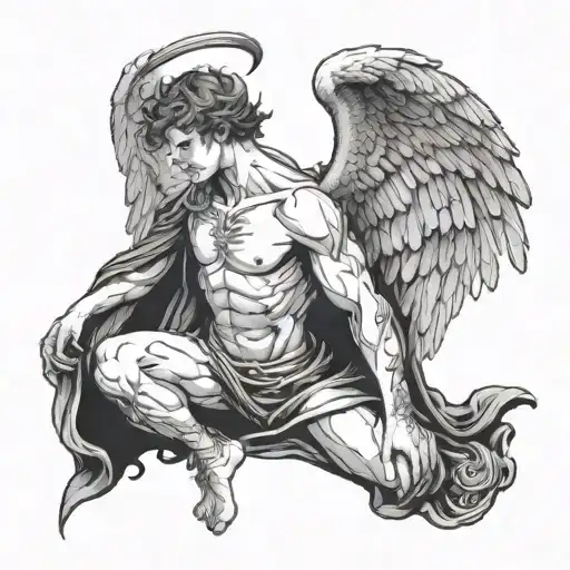 Male Angel And Dark Side Full Body
