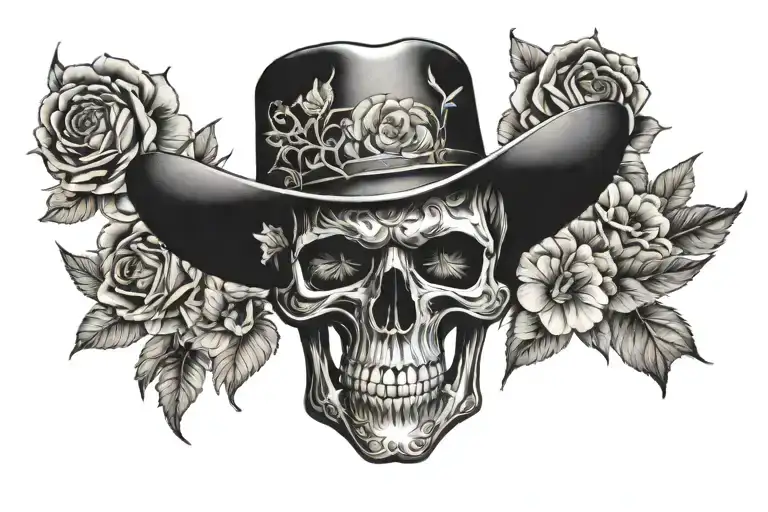 Floral Leather Cowboy Skull