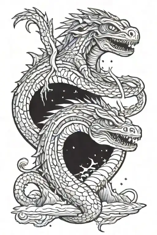 Alien And Ness Monster In Space