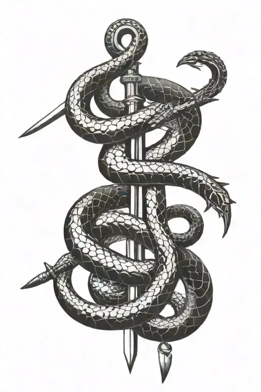 Sword Piercing The Word Snake In Japanese