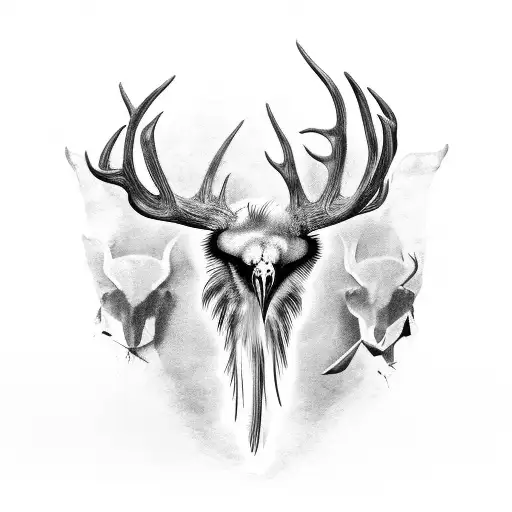 Vulture On Deer Skull