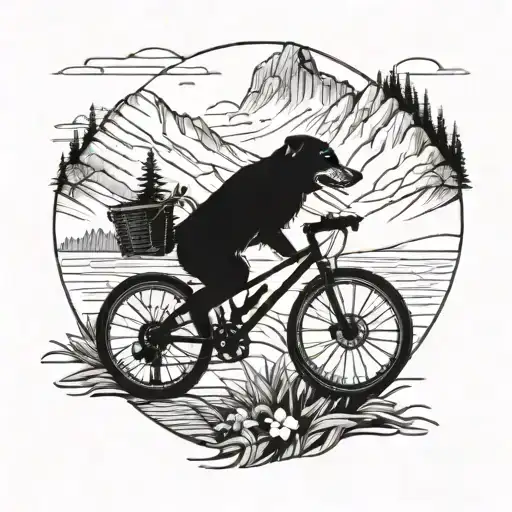 A Mountain Biking Scene With A Dog Riding Along In A Bike Basket