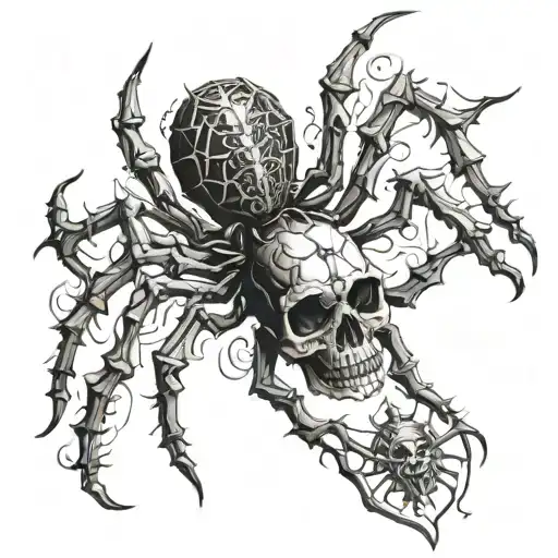 Spider With Skull Chest Tattoo Female Gothic With A Lot Of Details