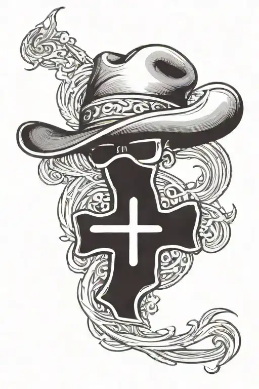 Cowboy Hat Cross In God We Trust
