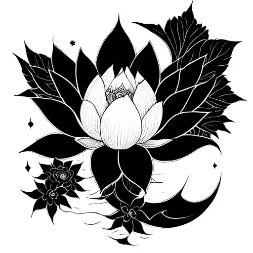 Lotus Flower And Moon