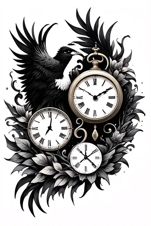 Create A Tattoo With A Crani Clock And A Crane