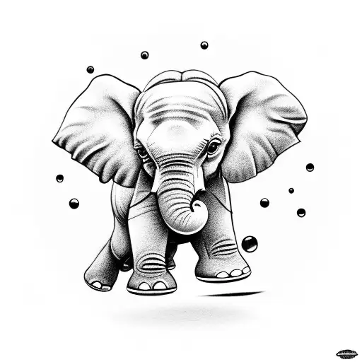 An Baby Elephant Playing With A Ball