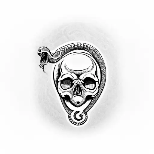 A Skull With A Snake Emerging From Its Eye Sockets