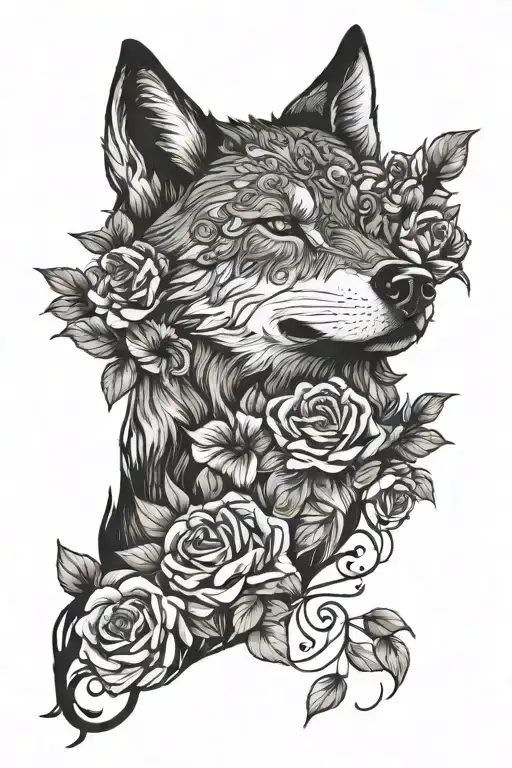 Wolf Blended By Roses