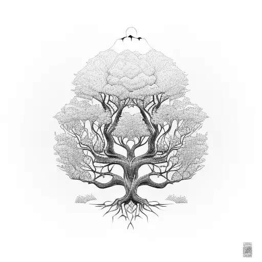 A Mystical Tree With Intricate Roots And Branches Symbolizing Spirituality And Connection To Nature