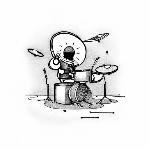 Astronaut Playing Drums In Space
