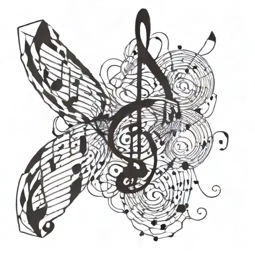 Abstract Smoke Waves Intertwined With Musical Notes