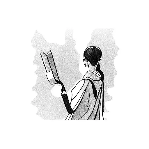 Silhouette Of A Woman And A Book