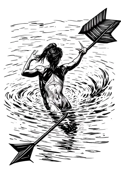 Swimmer Diving Arrow Pointer