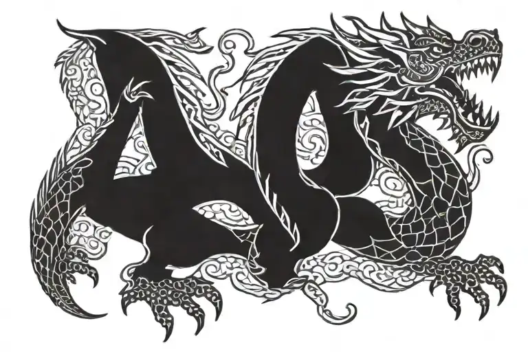 Dragon In Scandinavian Ornament
