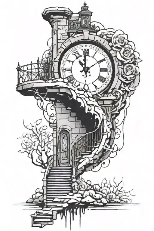 Broken Clock With Stair Way To Heaven