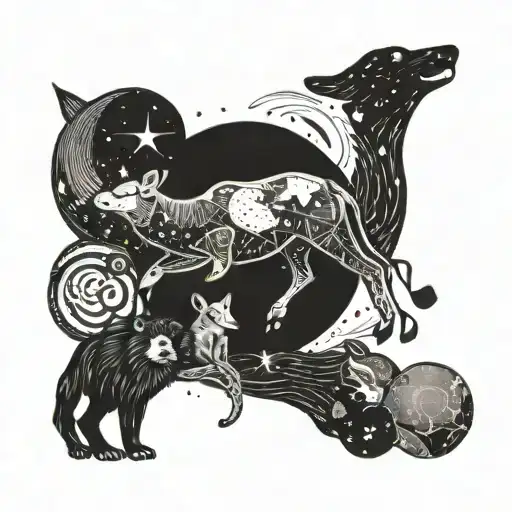 A Celestial Animal Constellation Representing The Engineer's Love For Space And Animals