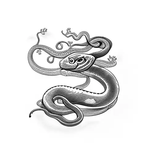 Snake With Cherry Flowers