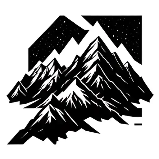 A Geometric Mountain Landscape With A Hidden Animal Silhouette Within The Design