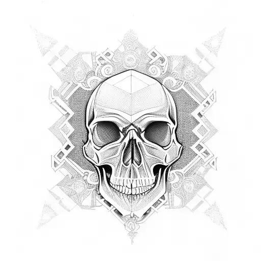 Skull Surrounded By Intricate Geometric Patterns
