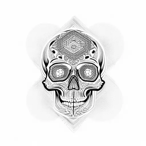 Skull Surrounded By Intricate Geometric Patterns