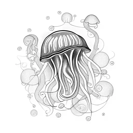 Jellyfish With An Ornamental Background