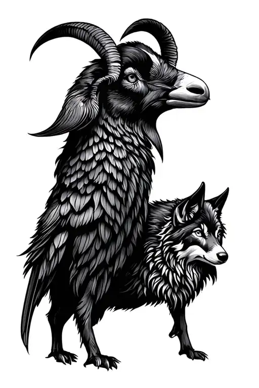 Goat Crow And Wolf