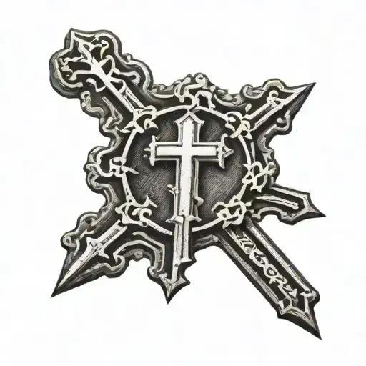 A Small Black Plain Cross With The With The Sides Turning Into Ash