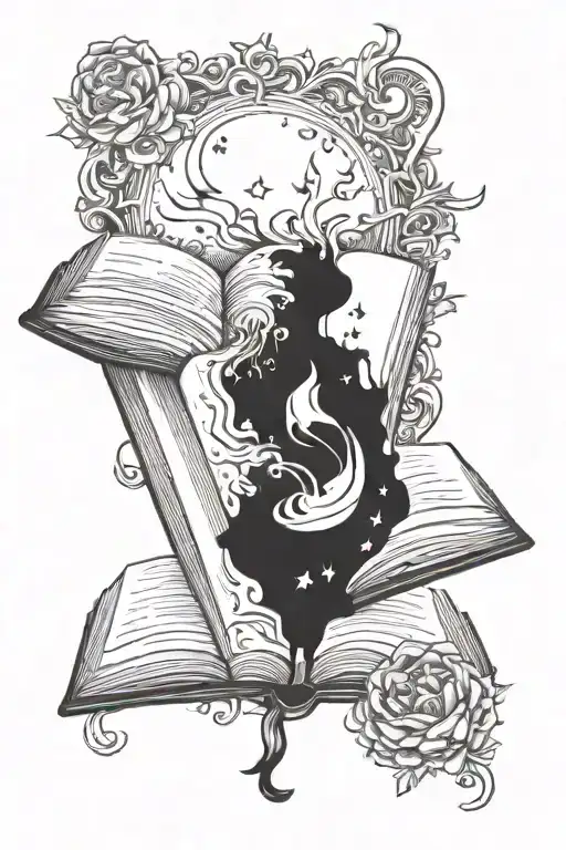 Open Book Surrounded With Dreams