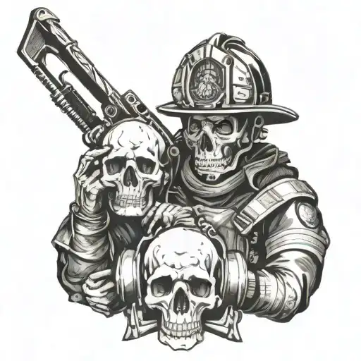 Firefighter And Skull