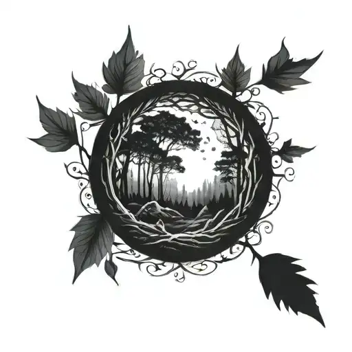 A Mystical Forest Setting With A Glowing Orb Representing Divine Presence Shining Through The Trees