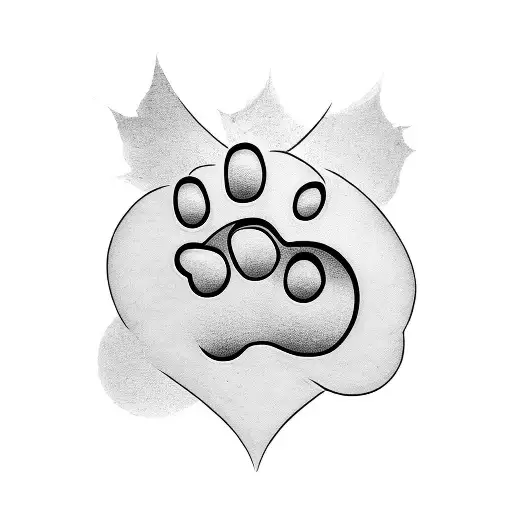 A Cartoon Tattoo Of A Dog Paw With The Letter L Incorporated In The Design