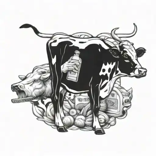 Cow Adidas Tracksuit With Vodka In Hand Holding