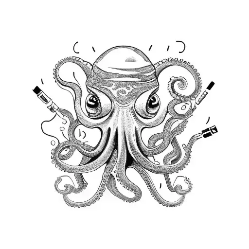 An Octopus Holding A Vape Pen And Surrounded By Party Lights