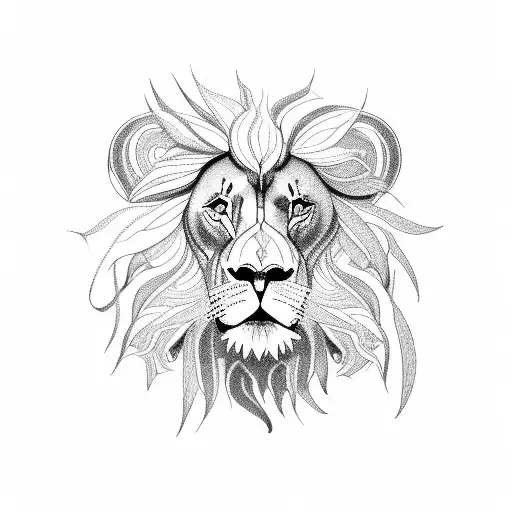 A Lion With A Majestic Beard Made Of Intertwining Cannabis Vines