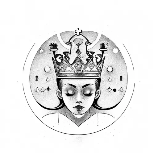 A Chess Queen With A Crown Made Of Moon Phases