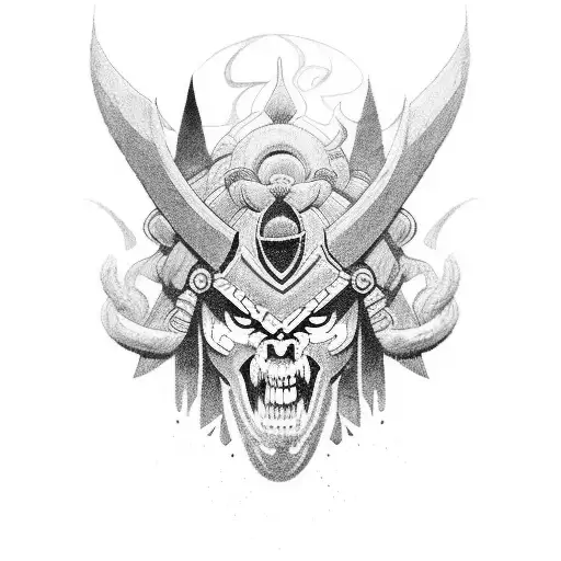 Ogum's Warrior Spirit In A Blackwork Style