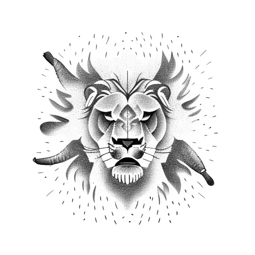 A Roaring Lion Engulfed In Colorful Fireworks