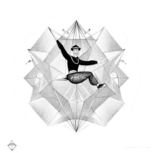 A Contortionist Performing In A Circus Ring Surrounded By Geometric Shapes