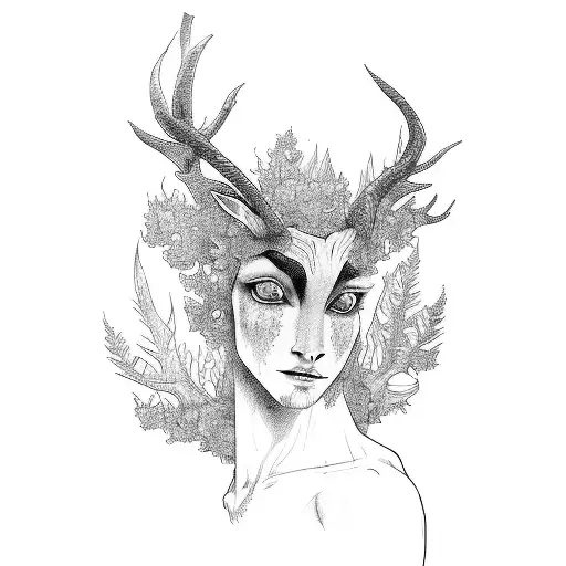 A Mystical Forest With A Hidden Faun Among The Trees