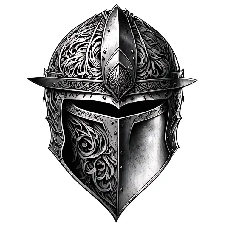 Knight Helmet Adorned With Intricate