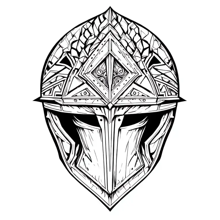 Knight Helmet Adorned In Geometric Patterns Inspired