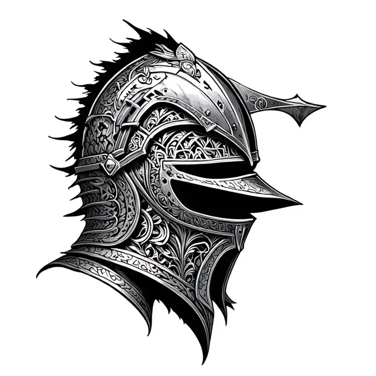 Knight Helmet Surounded By Patterns