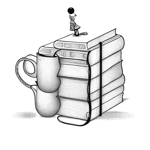 A Stack Of Books With A Coffee Mug Balanced On Top