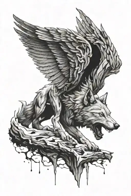 A Wolf With Wings Carries The Soul Of A Fallen Warrior From The Battlefield Into The Sky
