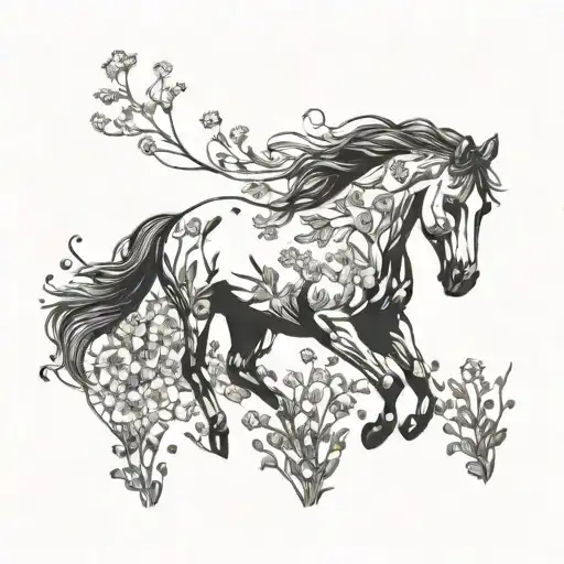 A Majestic Horse Galloping Through A Field Of Wildflowers