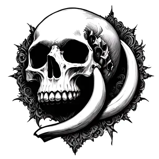 Skull With Tusk Surrounded