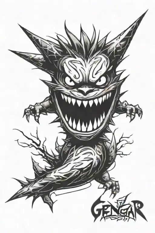 Gengar Tattoo In Black